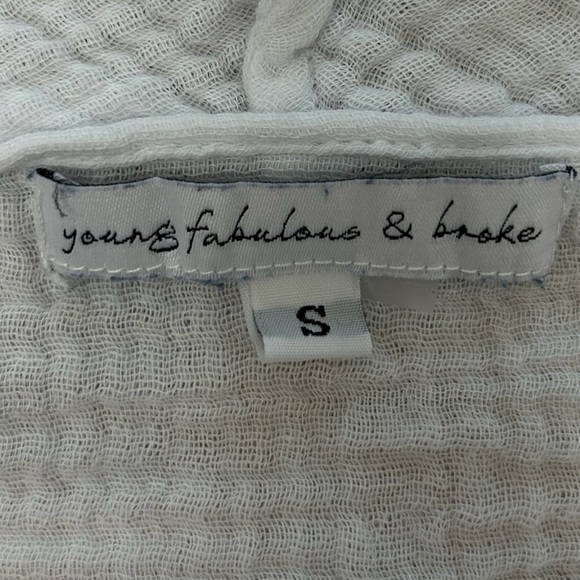 YOUNG FABULOUS & BROKE Francesca Ombre Cotton Top Blue White Gauze Fabric Raw - Picture 3 of 7
